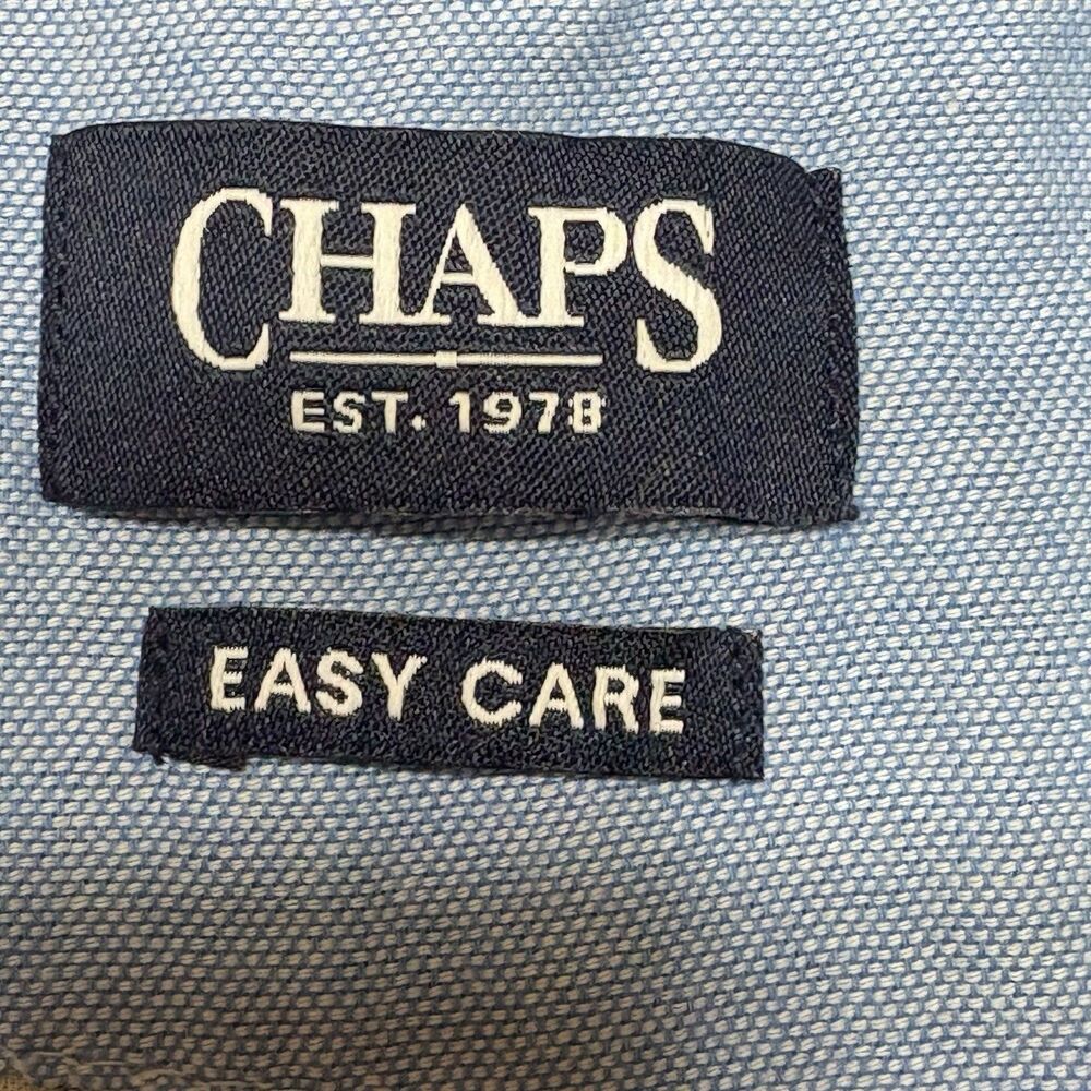 Chaps Shirt Mens Medium Blue Orange Plaid Short Sleeve Button‎ Down Easy Care - Picture 6 of 8